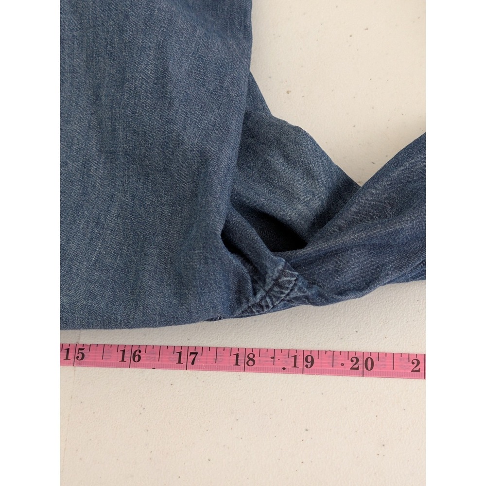 Westbound Embroidered Floral Chambray Denim Button Front Shirt Women Medium Boho - Picture 10 of 12